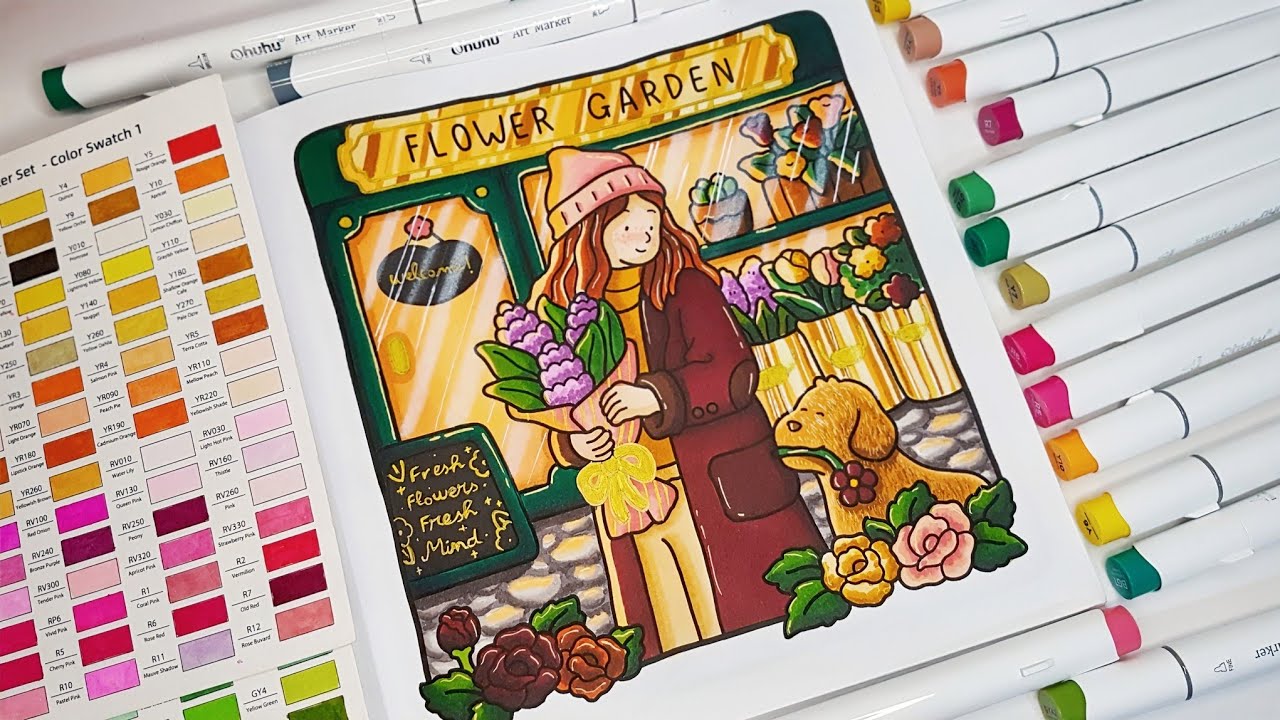 Color With Me (ASMR) | Girl Moments Vol 2 Coco Wyo Coloring Book | Using Ohuhu Markers