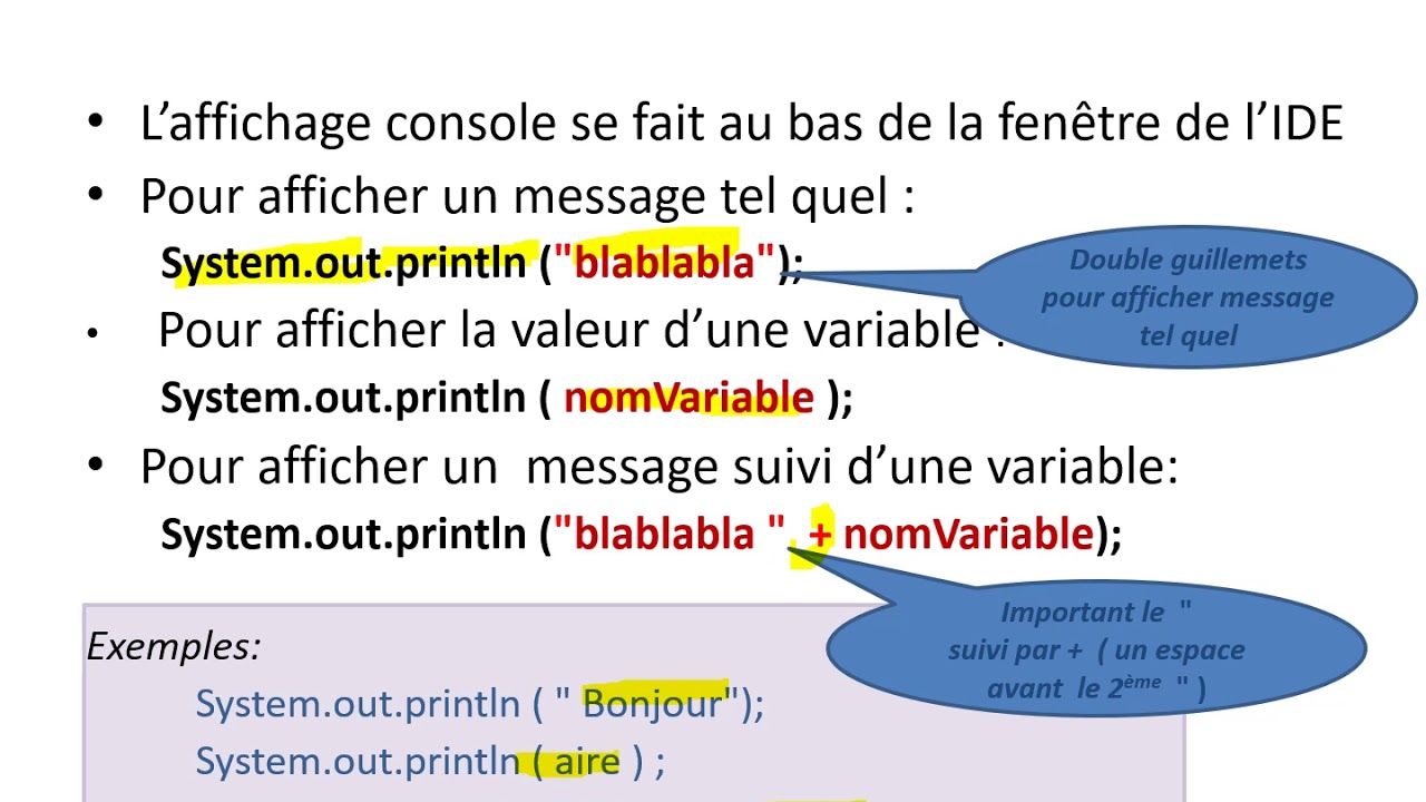 Syntaxe de base de Java