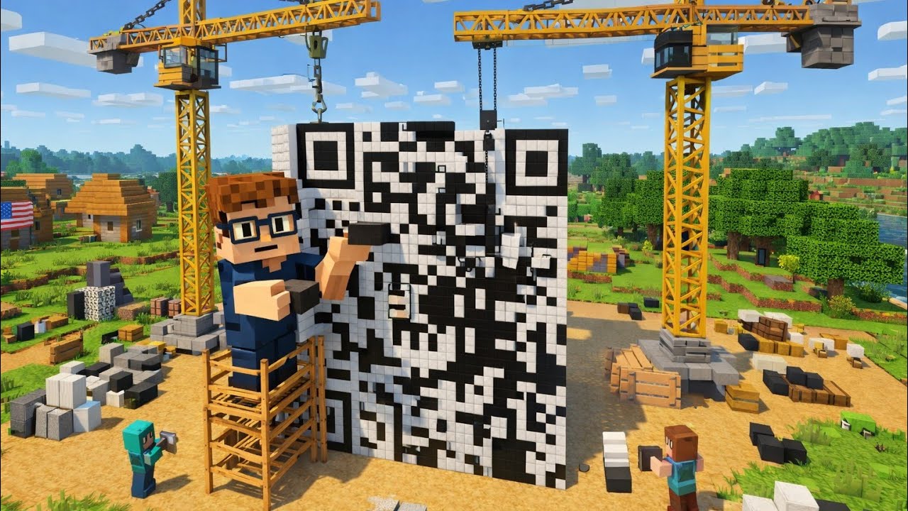 on constuit un qr code GéANT dans minecraft harcore