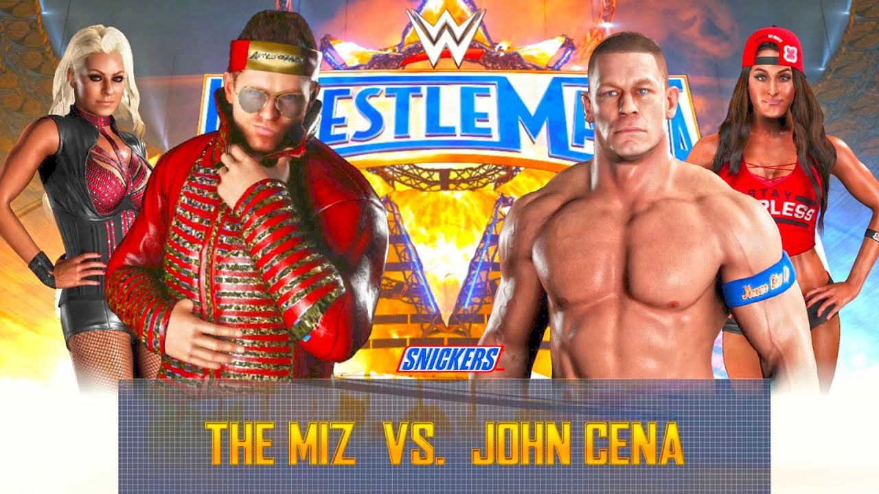 WWE 2K18 The Miz with Maryse vs John Cena with Nikki Bella | WrestleMania 33 Full Match PS4 Gameplay