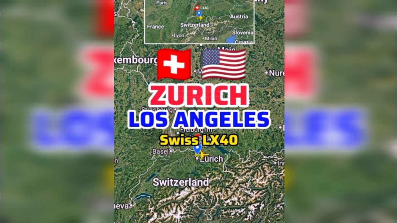 Маршрут рейса из Цюриха 🇨🇭 в Лос-Анджелес 🇺🇸 на самолете Swiss LX40.