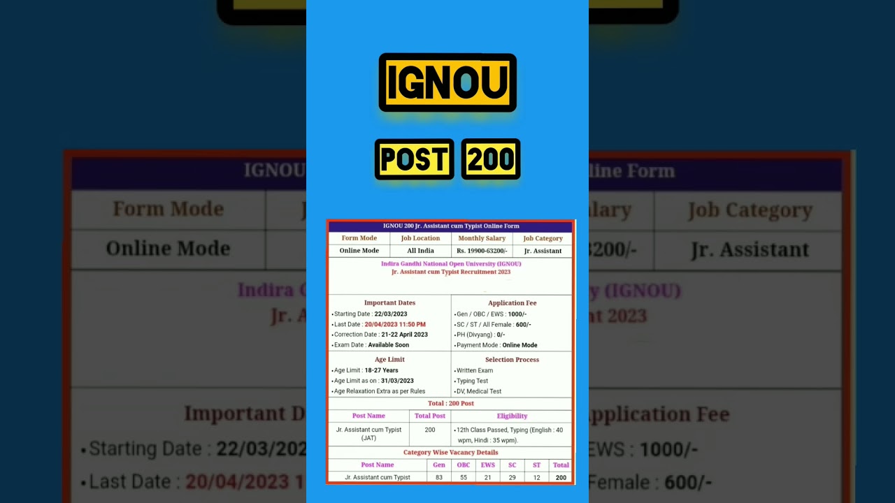ignou junior accountant vacancy 2023 #viral #latest #job #ignou #new