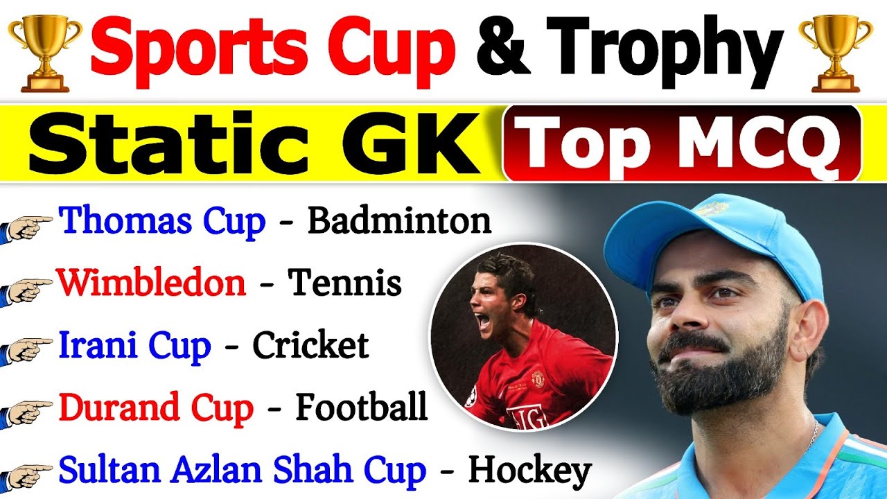 Important Sports Trophies and Cup | खेलों से संबंधित कप और ट्रॉफी | Sports Cups Trophies Gk MCQ