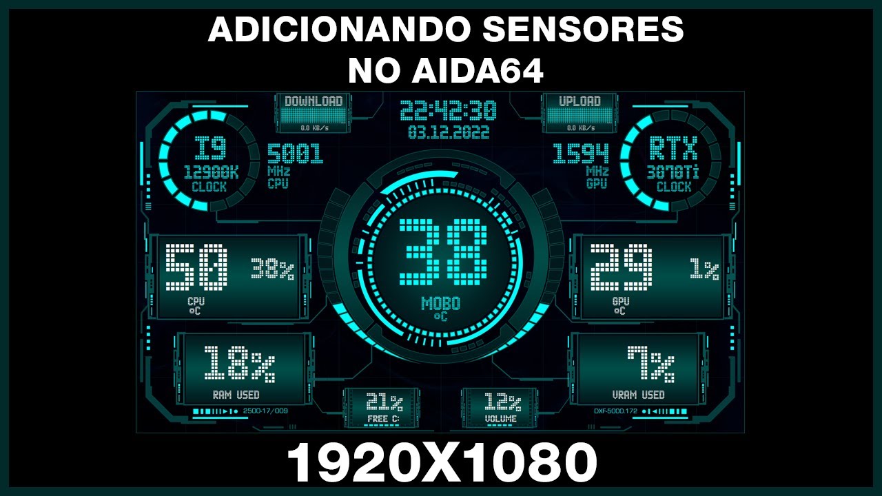 Sensor (1920x1080) - Aida64 Painel