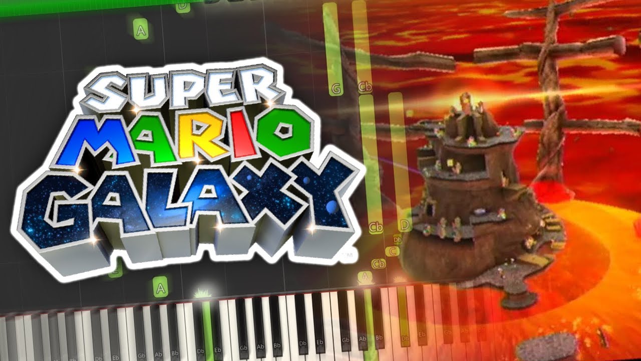 Super Mario Galaxy - Melty Molten Galaxy Theme Piano Tutorial Synthesia