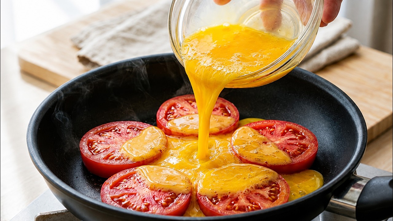 Hast du eine Tomate und Eier? Mach dieses super einfache und leckere Frühstück