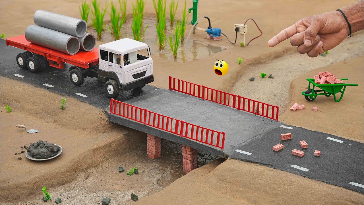 diy mini highway road concrete bridge construction science project @sanocreator