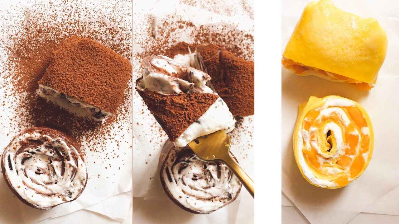 حلوى الكافيهات الكوريه🥧الكريب رول كيك🇰🇷بطريقه سهله جدا،تحليه منعشة وسريعه في يوم حار😋Crepe Roll Cake