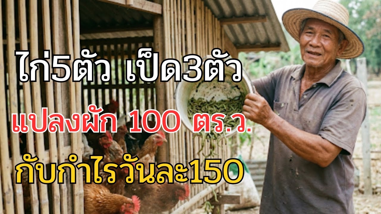 ไก่ 5 ตัว เป็ด 3 ตัว แปลงผัก 100 ตร.ว. กับกำไรวันละ 150