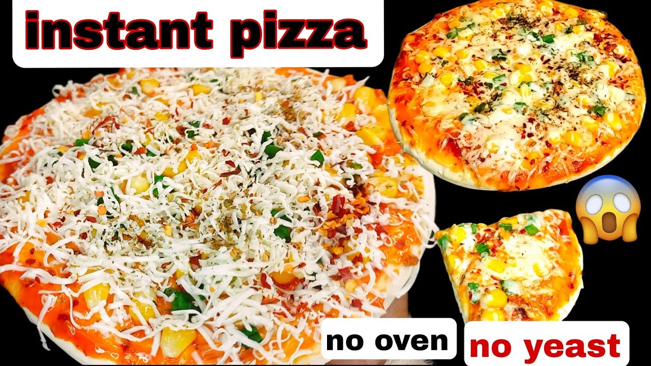 न मैदा गुथना न बेलना बिना यीस्ट और oven घर पर ही बनाए instant Pizza🍕केवल 10 minut में CORN PIZZA 😋🤤