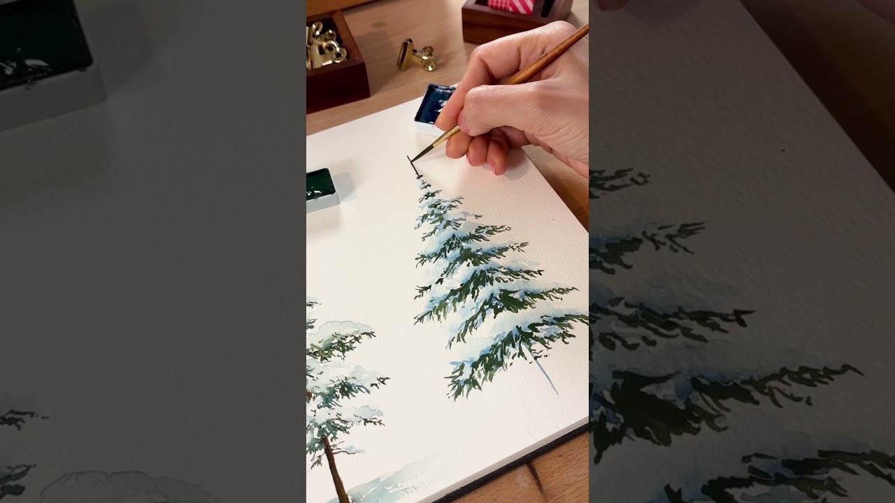 Snowy Pine Tree Painting 