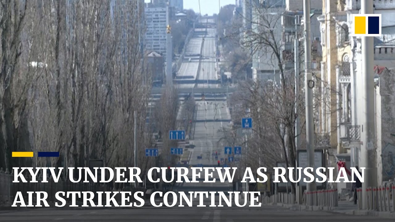 Quiet streets in Ukrainian capital as 35-hour curfew continues amid Russian air strikes