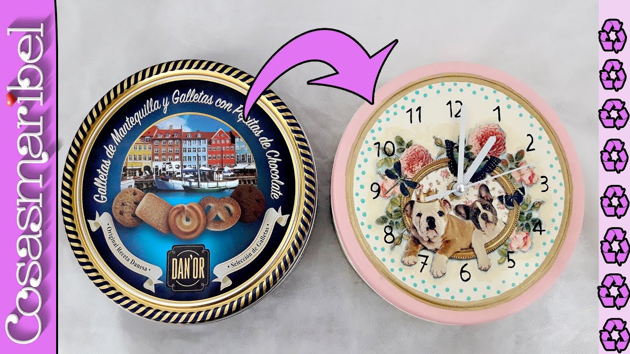 ♻️♻️Reciclaje original  de latas♻️♻️ .Como hacer un reloj con una lata de galletas♻️♻️