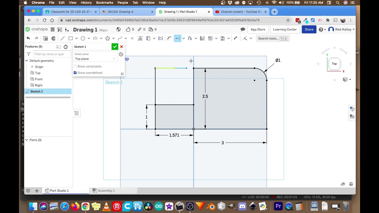 Onshape Trim and Extend in a 2D Sketch