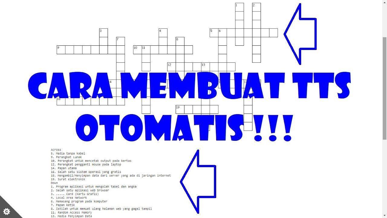 Cara Membuat TTS atau Teka Teki Silang Otomatis, CEPAT dan MUDAH !!!