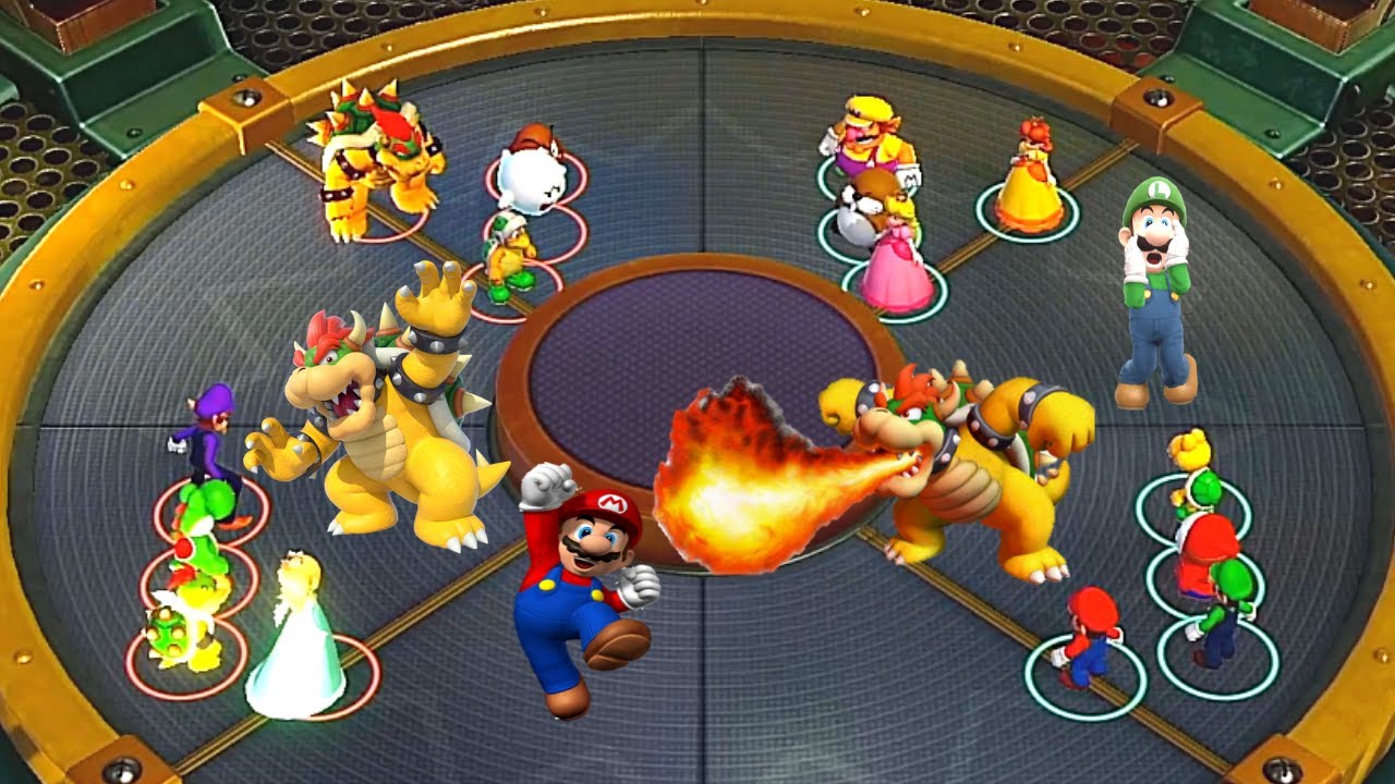 Super Mario Party- All team minigames Bowser vs Mario vs Daisy vs Rosalina