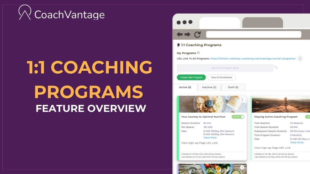 1:1 Coaching Programs - Feature Overview | CoachVantage Tutorial