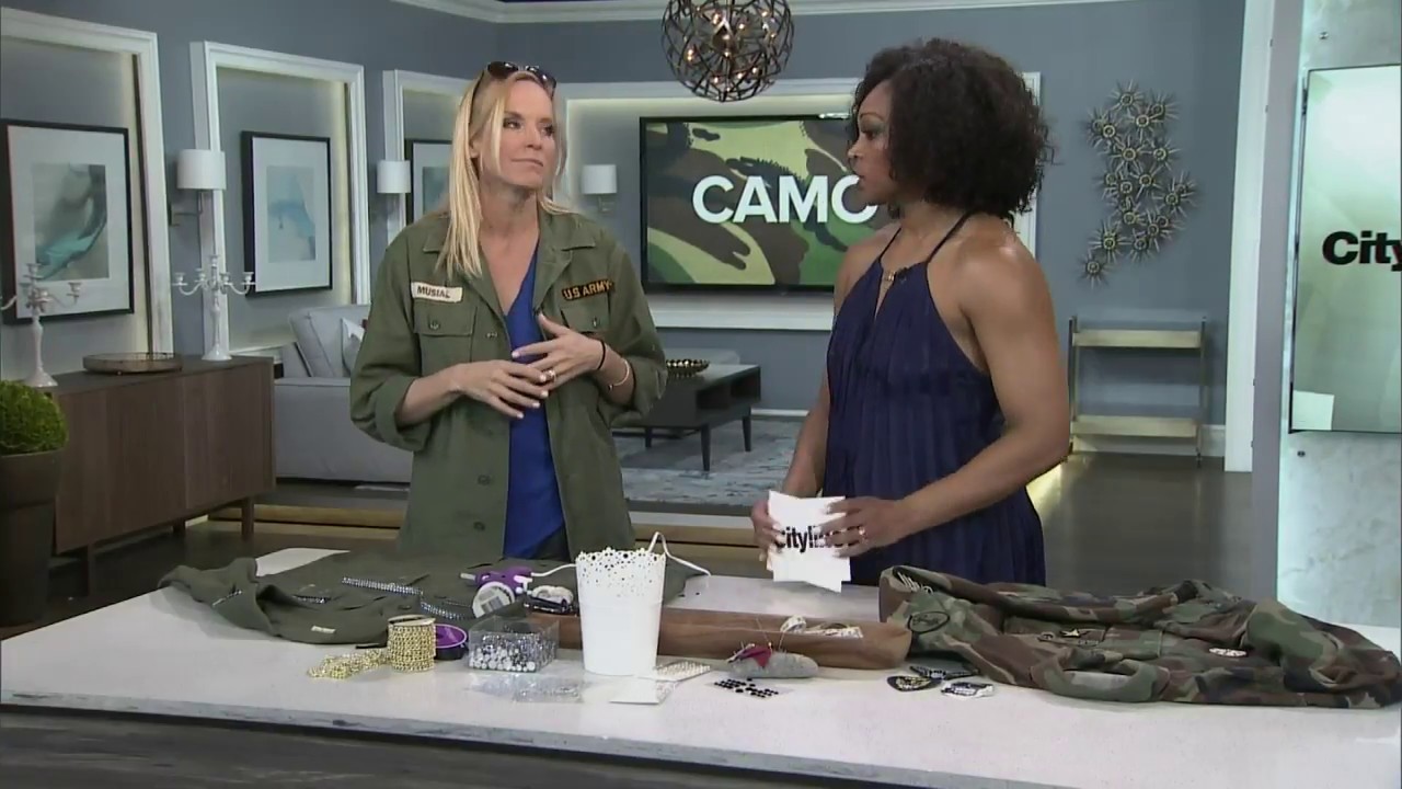How to customize a camo jacket with DIY patches and rhinestones