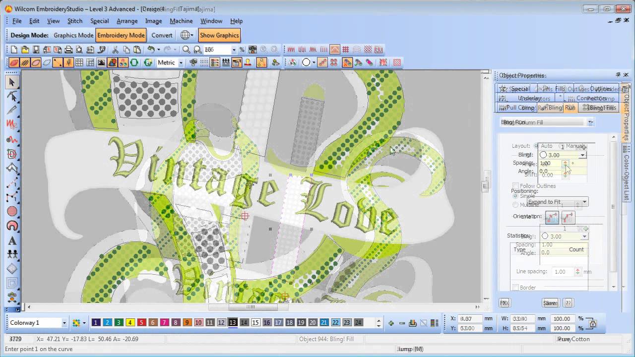 Bling Digitizing Demo | Embroidery & Multi-Decoration | Wilcom DecoStudio & EmbroideryStudio
