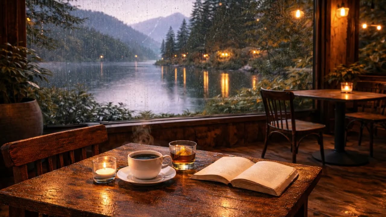 Rainy Lakeside Café Jazz ☕ Smooth Jazz Ambience for Relaxing, Reading & Calm Focus