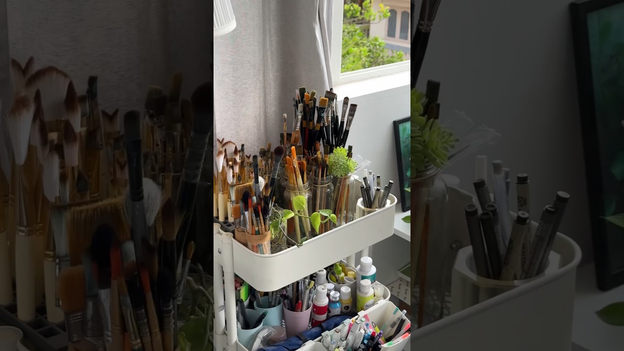 Full art studio tour up on my channel 🎀 #artroom #artstudio #artspace #home #artist #youtubeshorts