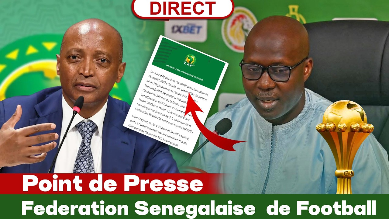 🔴DIRECT: DIRECT : La CAF retire le titre au Sénégal, la FSF dévoile tout le complot du Maroc