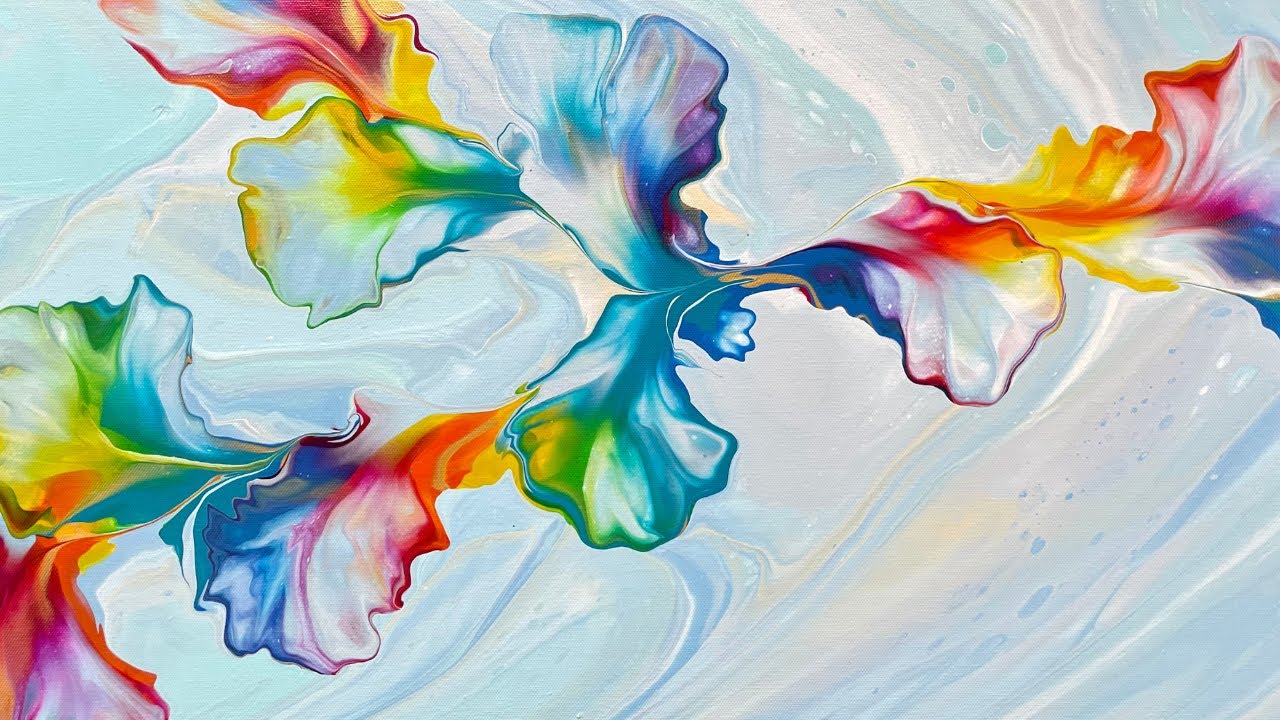HAPPIEST painting I've ever created! 🌈 Rainbow blowout over a flip cup blue sky.