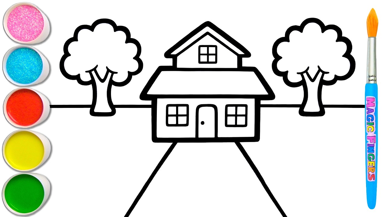 Dibujo y pintura F&aacute;cil de un Paisaje de Casa de Pueblo para Ni&ntilde;os y Ni&ntilde;as | Consejos de Dibujo #223