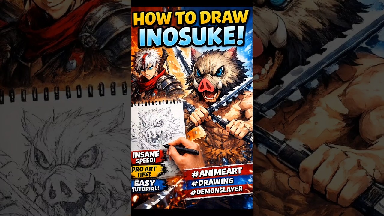 quick sketch of Inosuke ⚡ with insane speed 😱