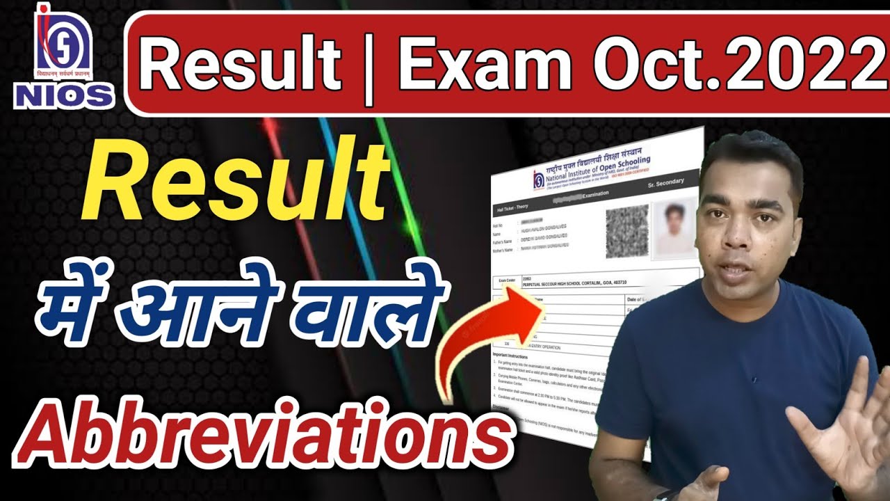 NIOS Result Abbreviations