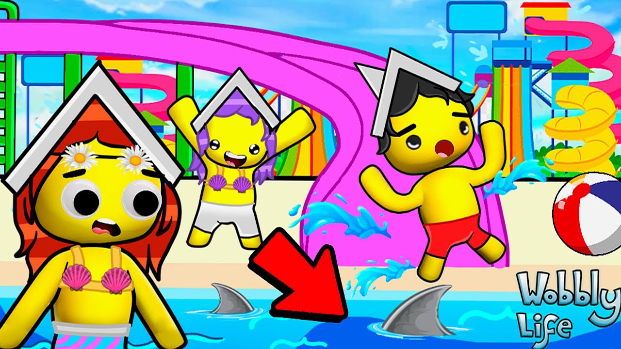 MAIOR PARQUE AQUÁTICO das MASSINHAS ! (Wobbly Life Waterpark #6)-Estevão, Milla e Milly #soporcausa