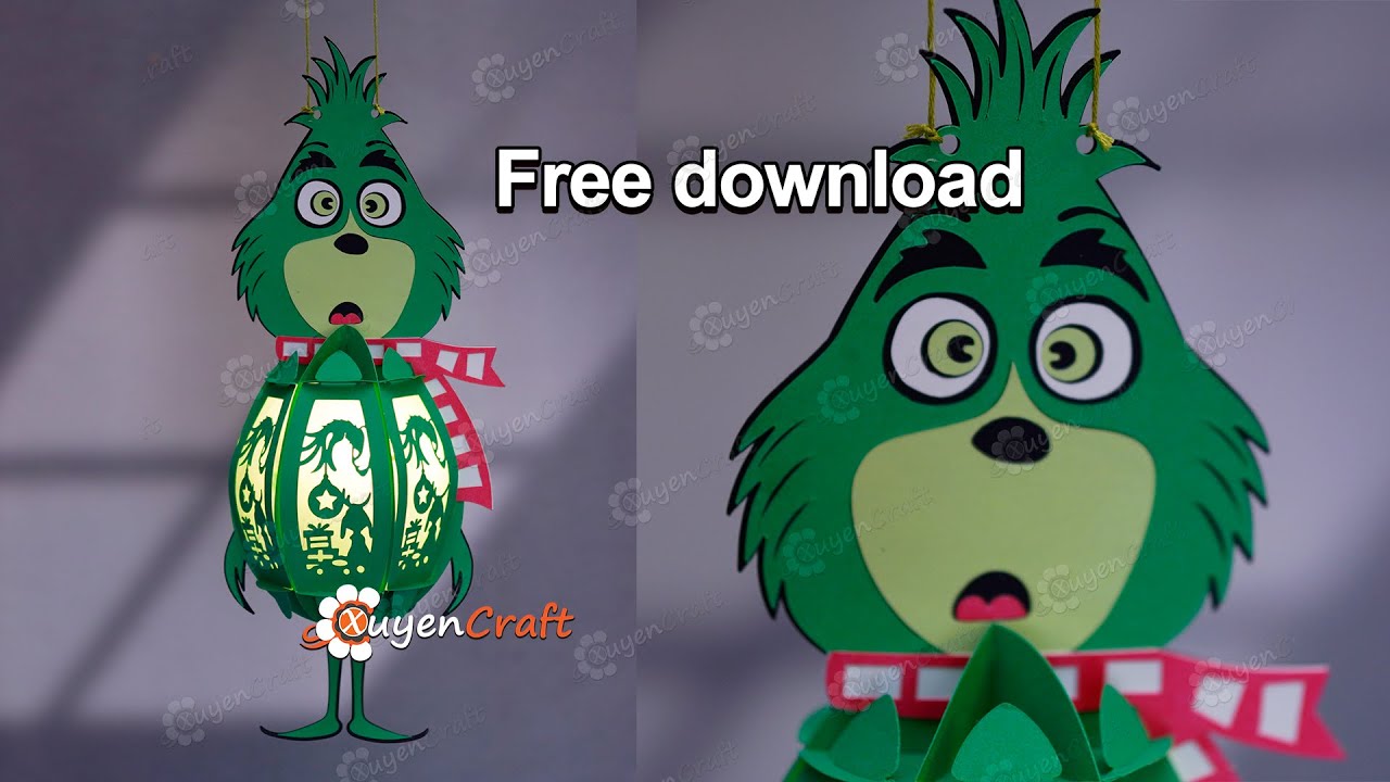 FREE Svg for Cricut, ScanNcut, Cameo... How To Make Grinch Lantern - DIY Grinch Lantern