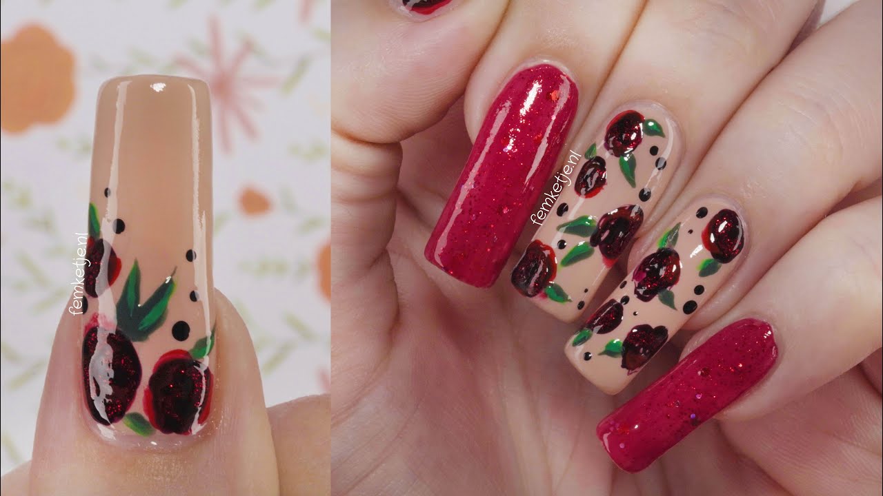 Vampy Roses Nail Art (Easy Hand Painted Halloween Nails) - femketjeNL
