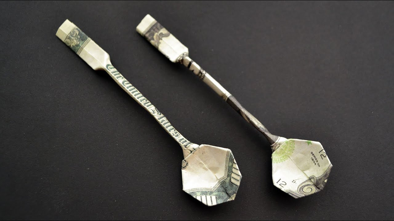 Money SPOON Origami Dollar Tableware Moneygami Tutorial DIY