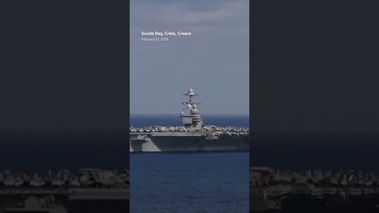 US aircraft carrier arrives at NATO base in Greece amid Iran tensions