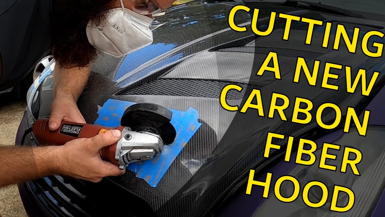 Installing hood pins on a Vis G35 Carbon Fiber Hood