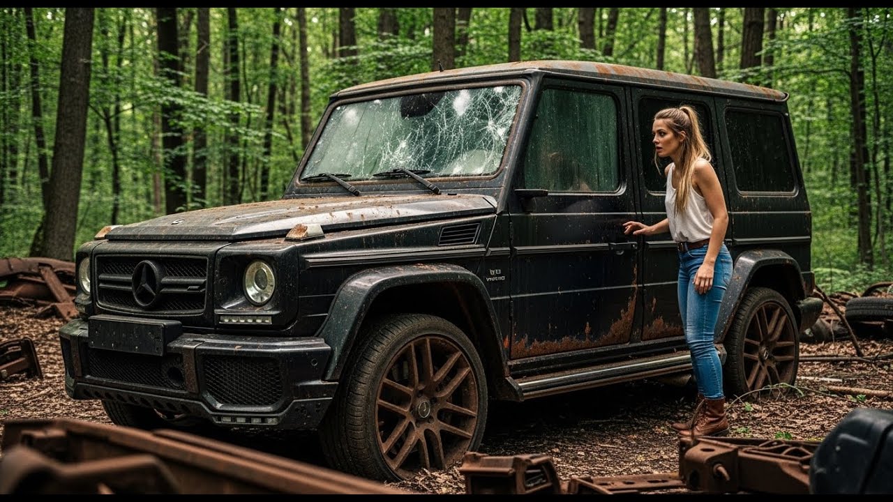 Restoring a heavily rusted Mercedes AMG G800 Brabus at a junkyard in the forest | ASMR Edition