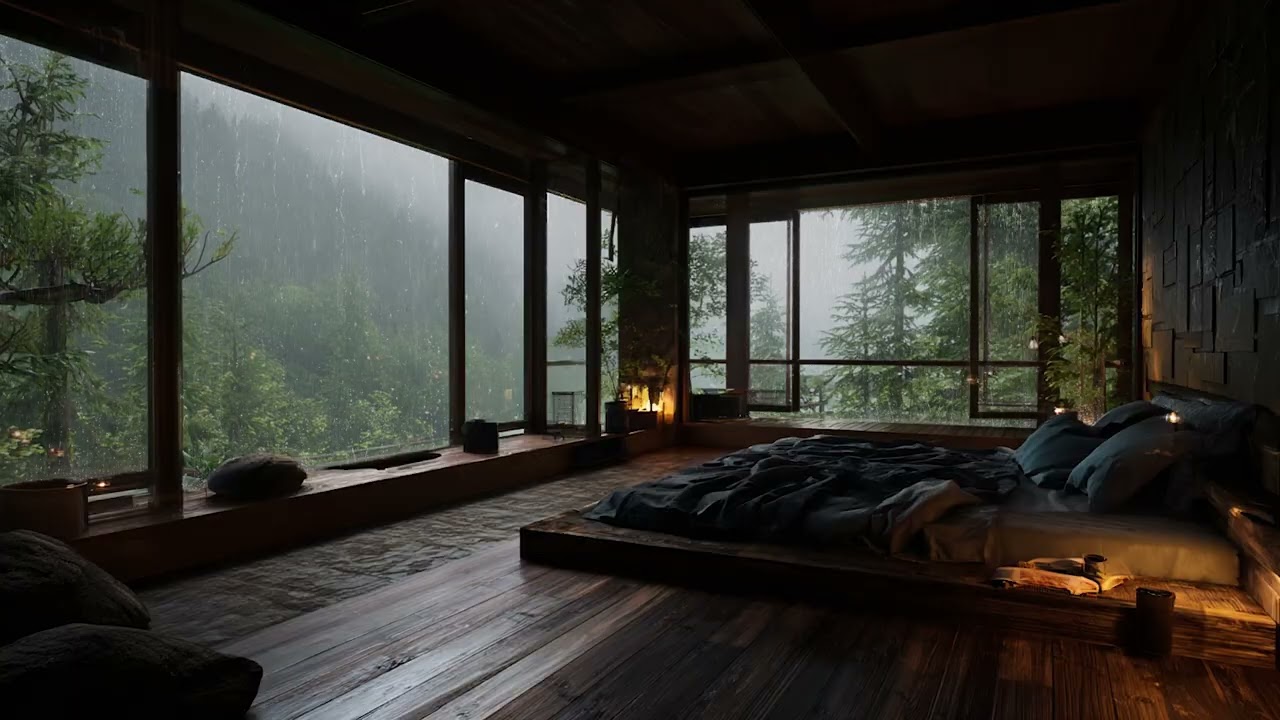 3 Hour Rainstorm and Soft Thunder Sounds for Peaceful Night and Deep Relaxation