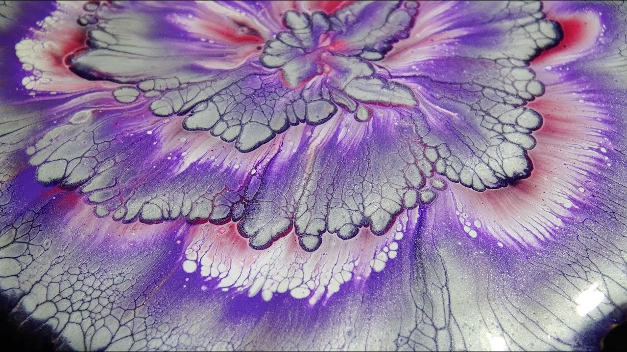(185) Gold background was a mistake - Reverse flower dip with paper towel - Fluid art