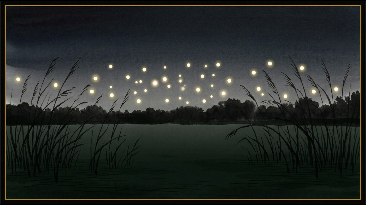 Sumi-e Ink Art for Sleep 4K 🎋 2 Hours Japanese Painting | Crimson Lotus & Fireflies | Overnight TV