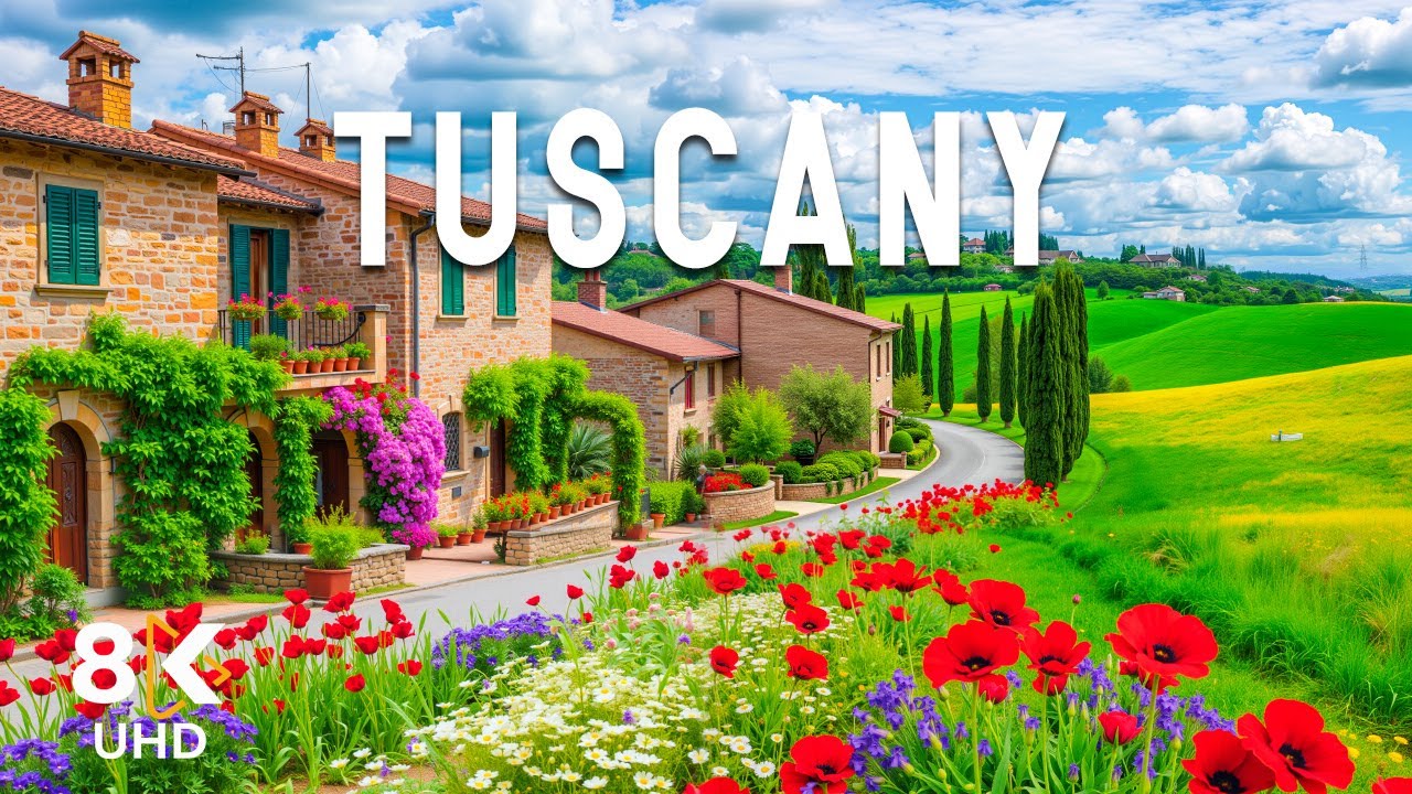 Tuscany in Spring 8K | Peaceful Countryside, Green Valleys & Soft Light