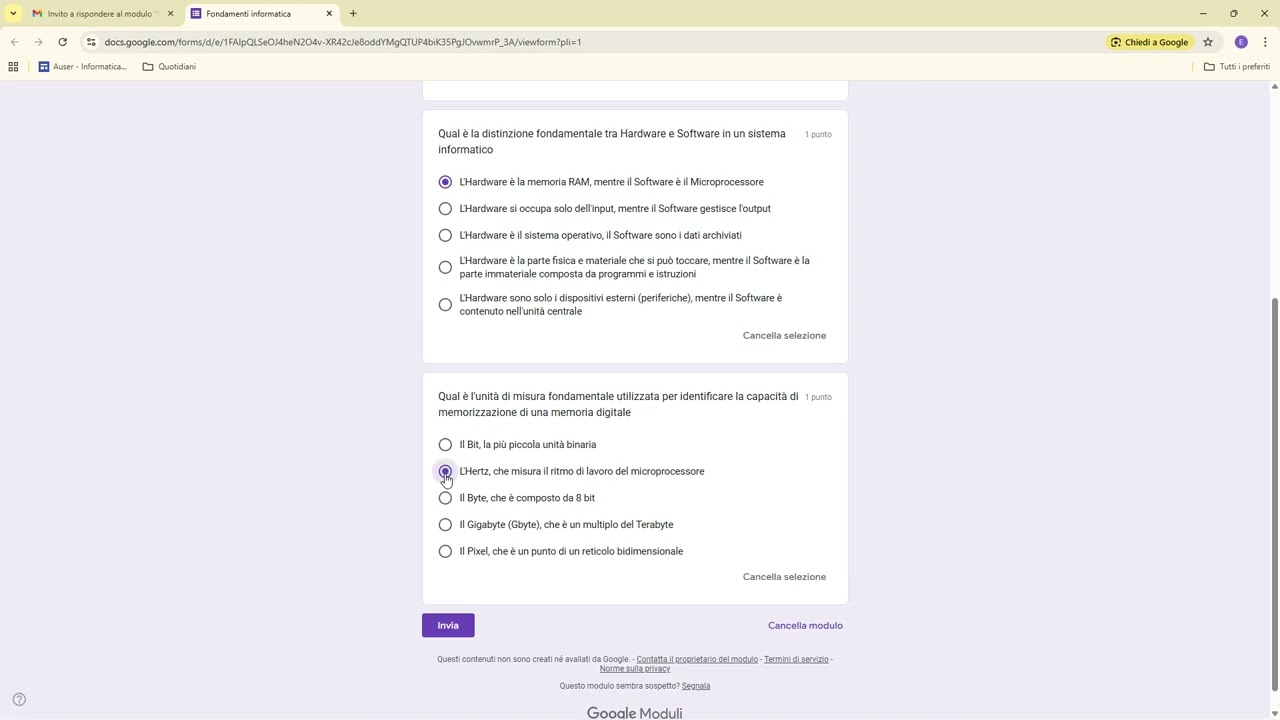 Come rispondere ad un questionario e salvare il file le risposte