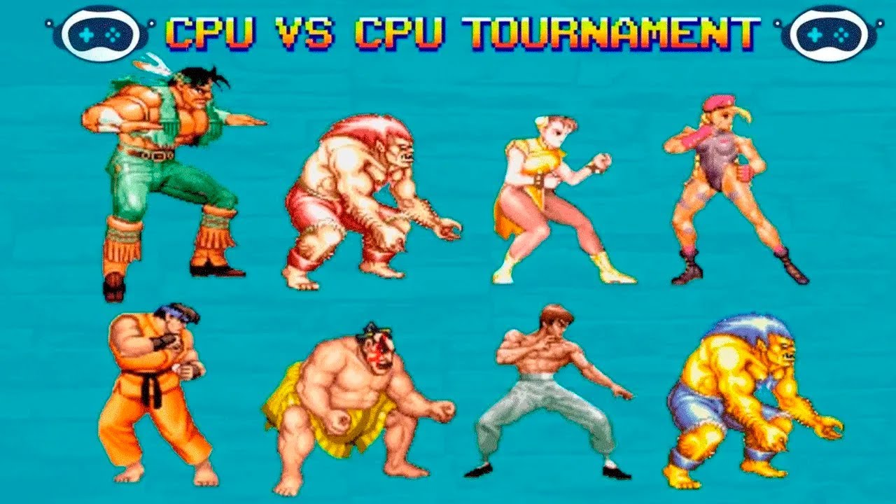 STREET FIGHTER 2 - THE NEW CHALLENGERS  - CPU Vs CPU FULL AI TOURNAMENT BATTLE - SNES VERSION