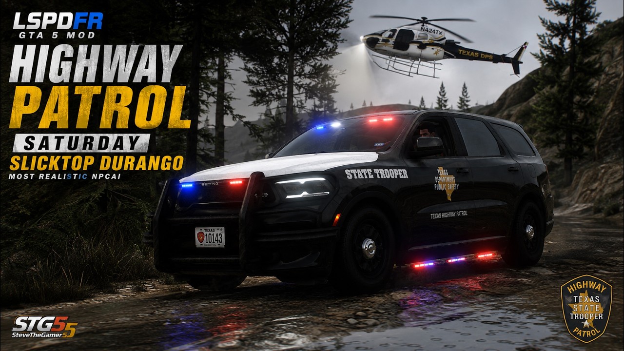 GTA 5 LSPDFR MOD: ПАТРУЛЬ НА ШОССЕ В СУББОТУ! SLICKTOP DURANGO И САМЫЙ РЕАЛИСТИЧНЫЙ ИИ NPC (4K)