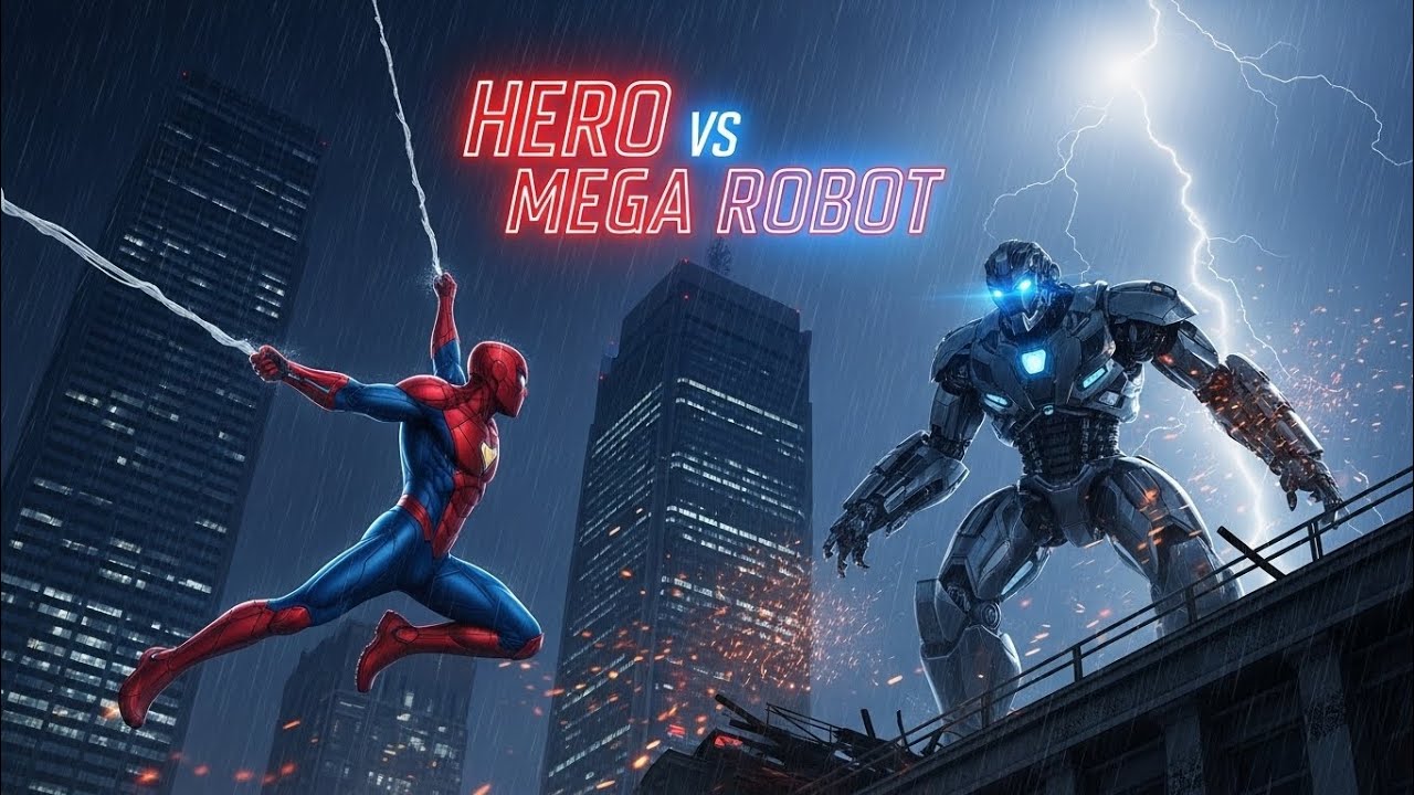 Spider-Man vs Mega Robot | Epic Rooftop Fight Short Movie | Cinematic Action