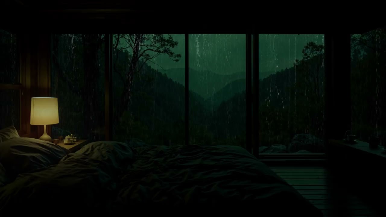 Gentle Rain Sounds at a Mountain Cabin 🌧 (No Ads) | Quiet Bedroom Ambience for Deep Sleep