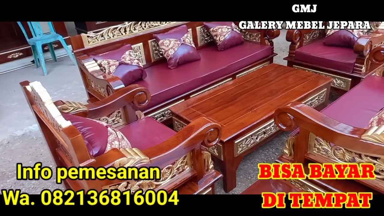 Kursi tamu ukir rahwana bagong warna kombinasi emas bisa bayar dirumah