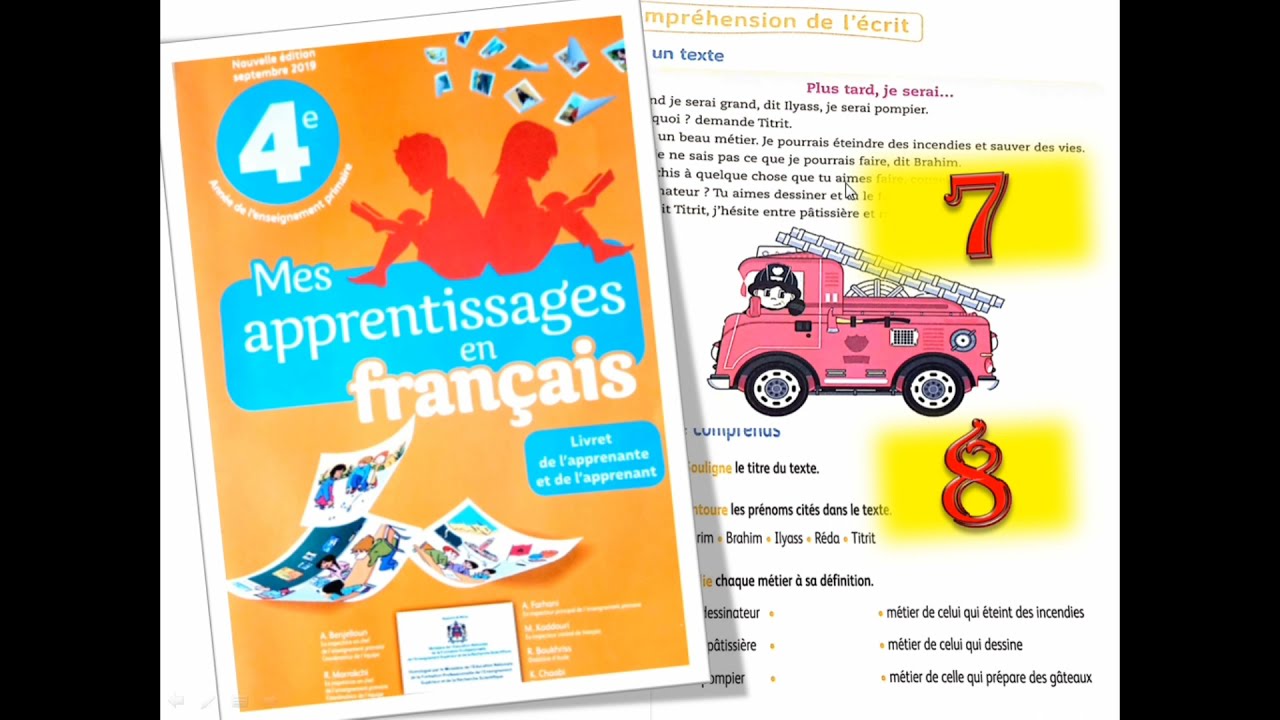 Mes apprentissages en français 4 page 7et 8