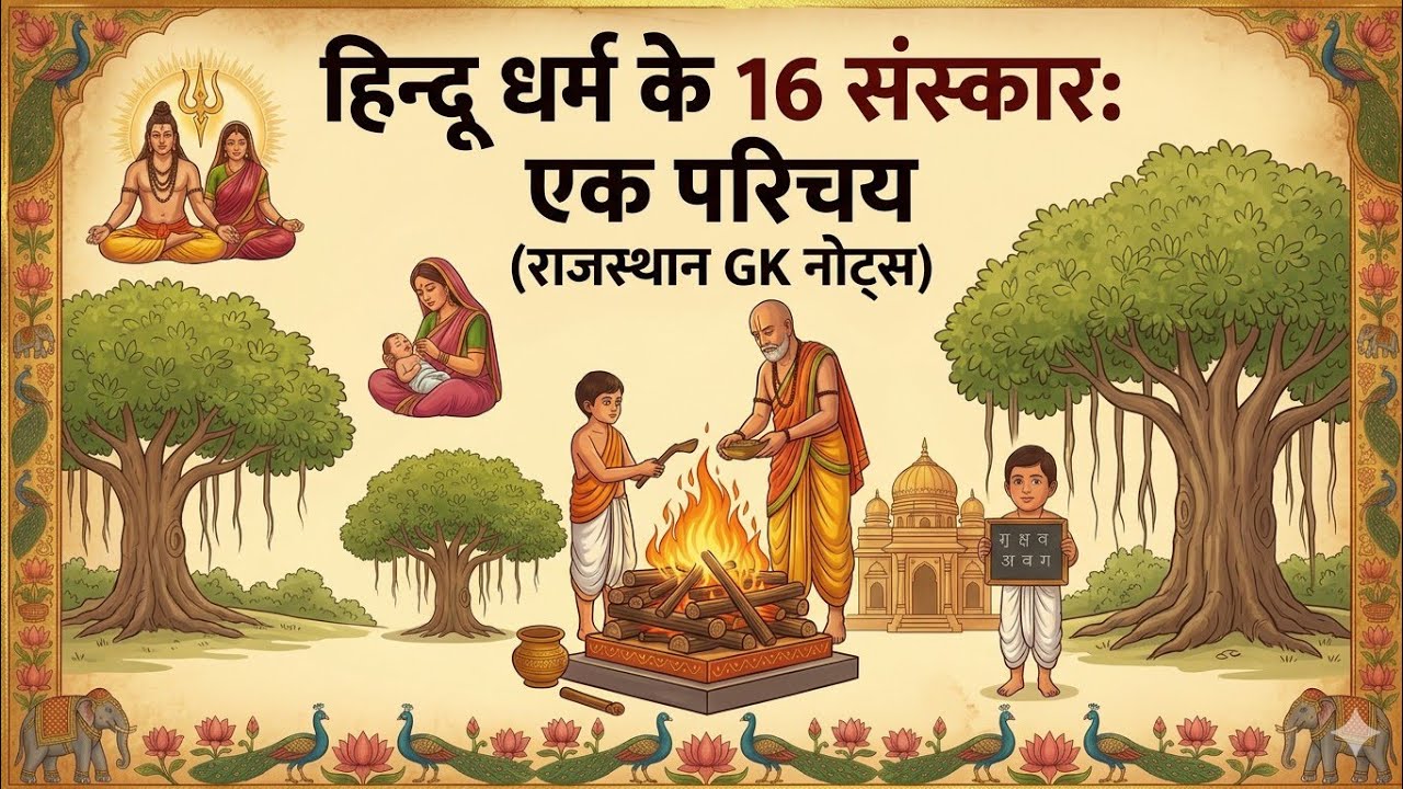 हिंदू धर्म के 16 संस्कार: एक परिचय | राजस्थान GK कला एवं संस्कृति | 16 Sanskars of Hindu Dharma