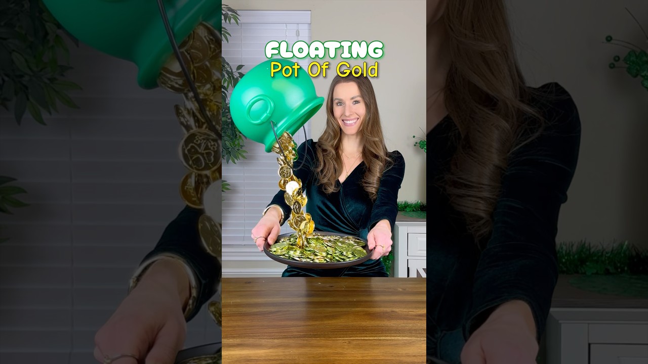 FLOATING POT OF GOLD 🌈🍯 DIY St. Patrick&rsquo;s Day decor! #potofgold #stpatricksdaydecor #stpatricksday